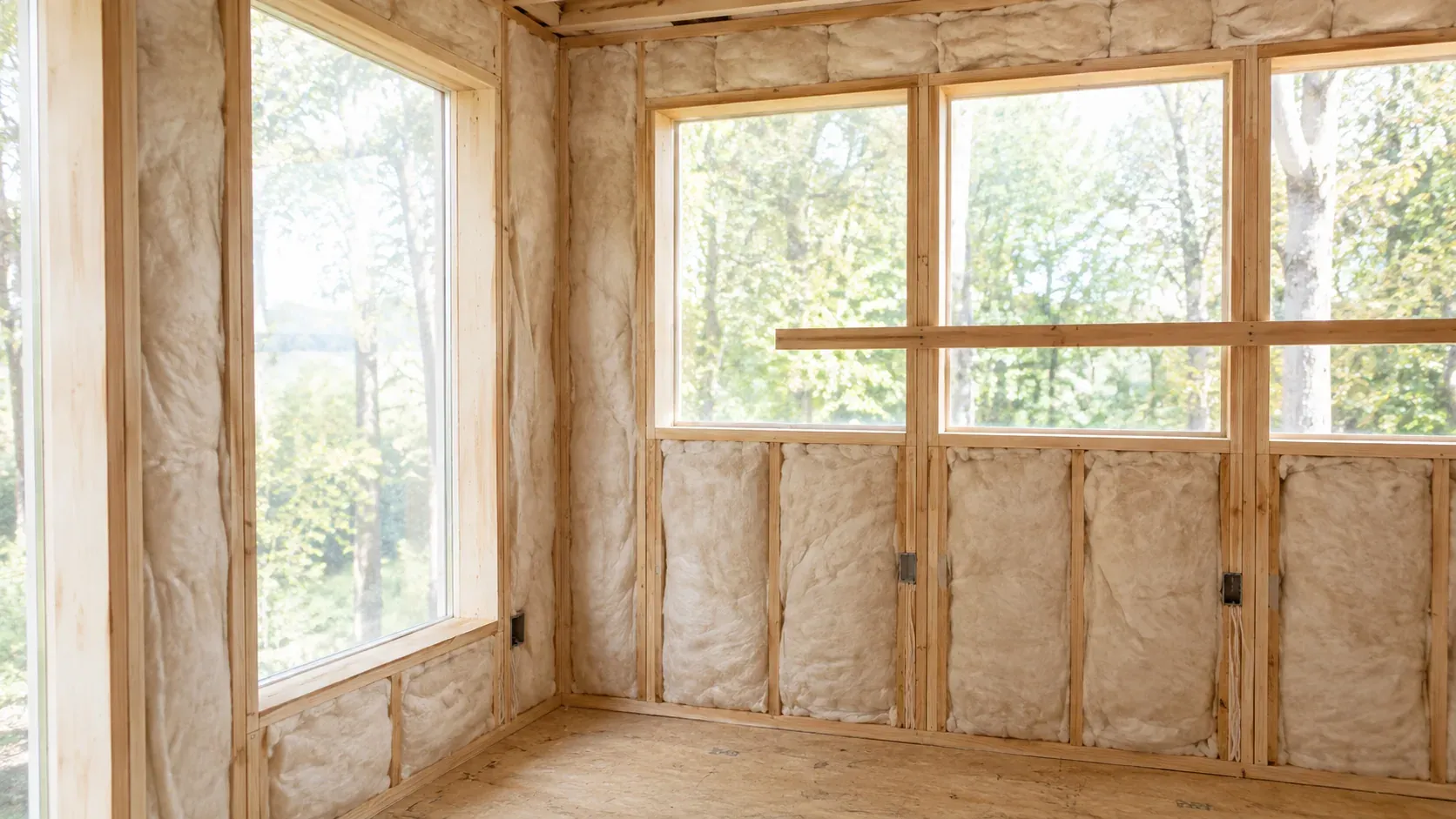 Insulation and building envelope work at interior stage