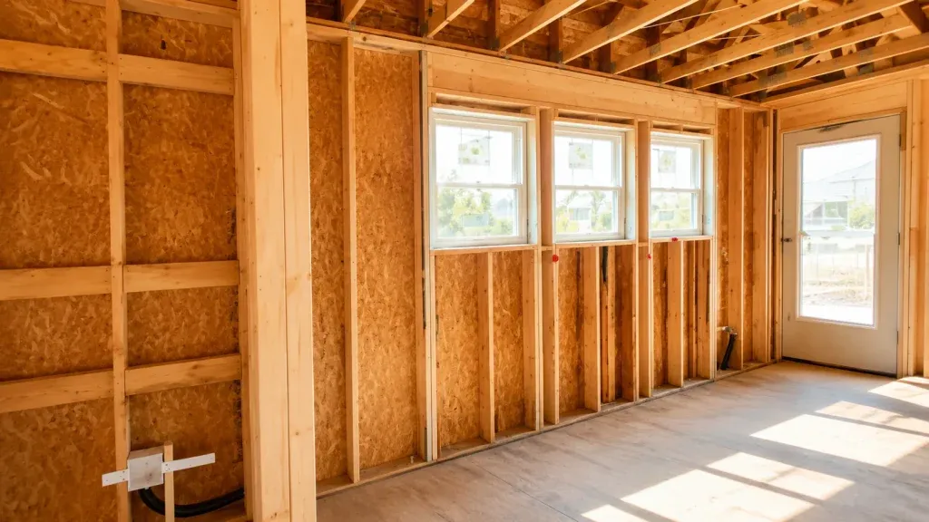 Interior framing and rough opening layout during a residential build in Arcadia