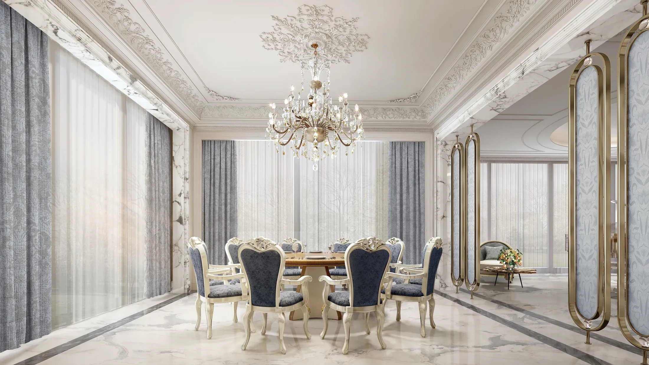 Multi-level luxury residence formal dining room, interior proposal