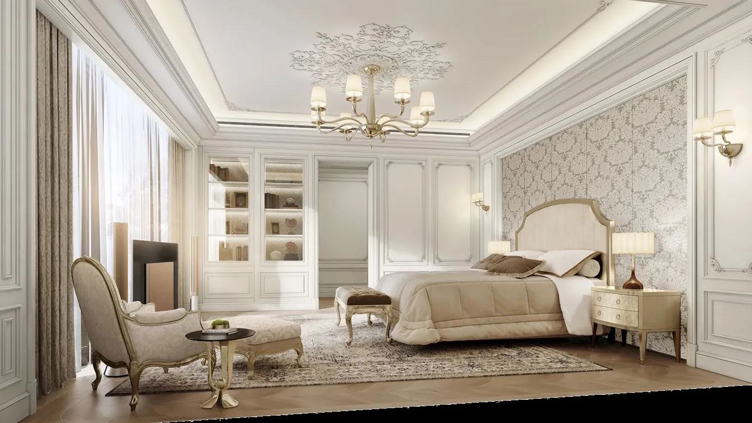 Multi-level luxury residence master bedroom, interior proposal