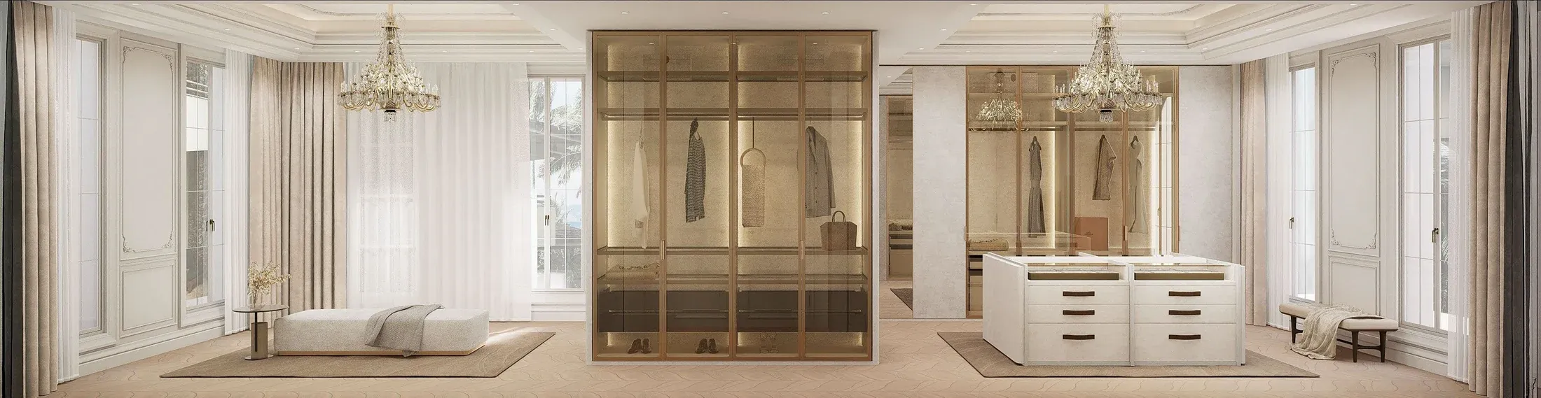 Multi-level luxury residence walk-in wardrobe, interior proposal