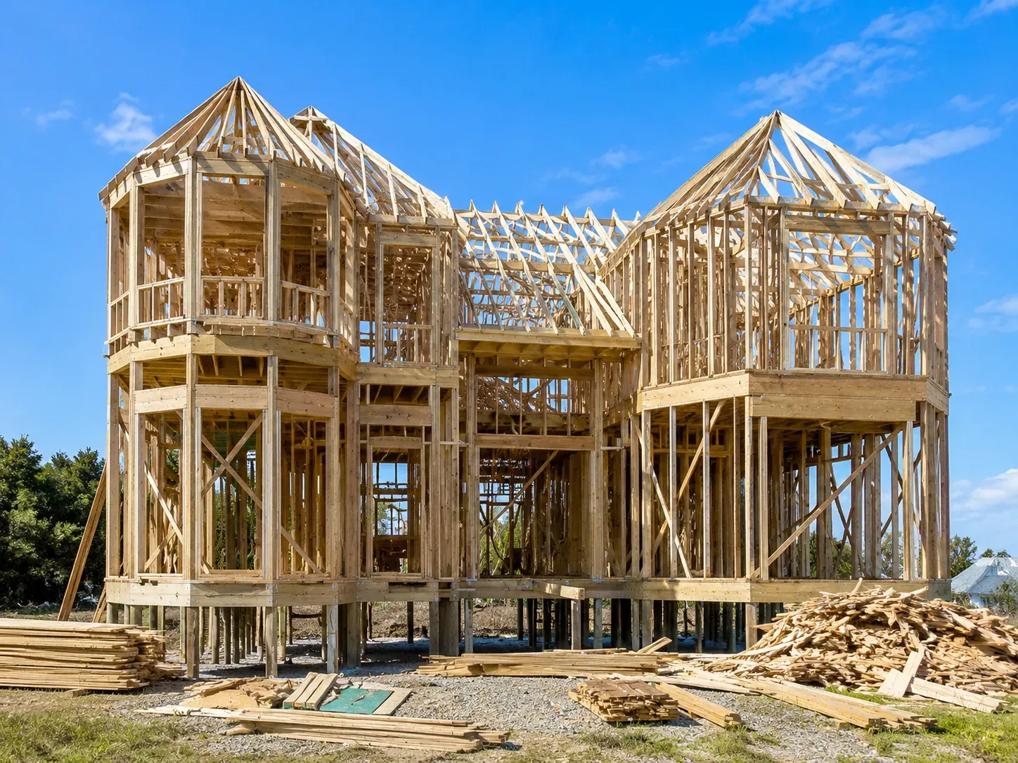 Two-story wood framing concept for a second-story addition