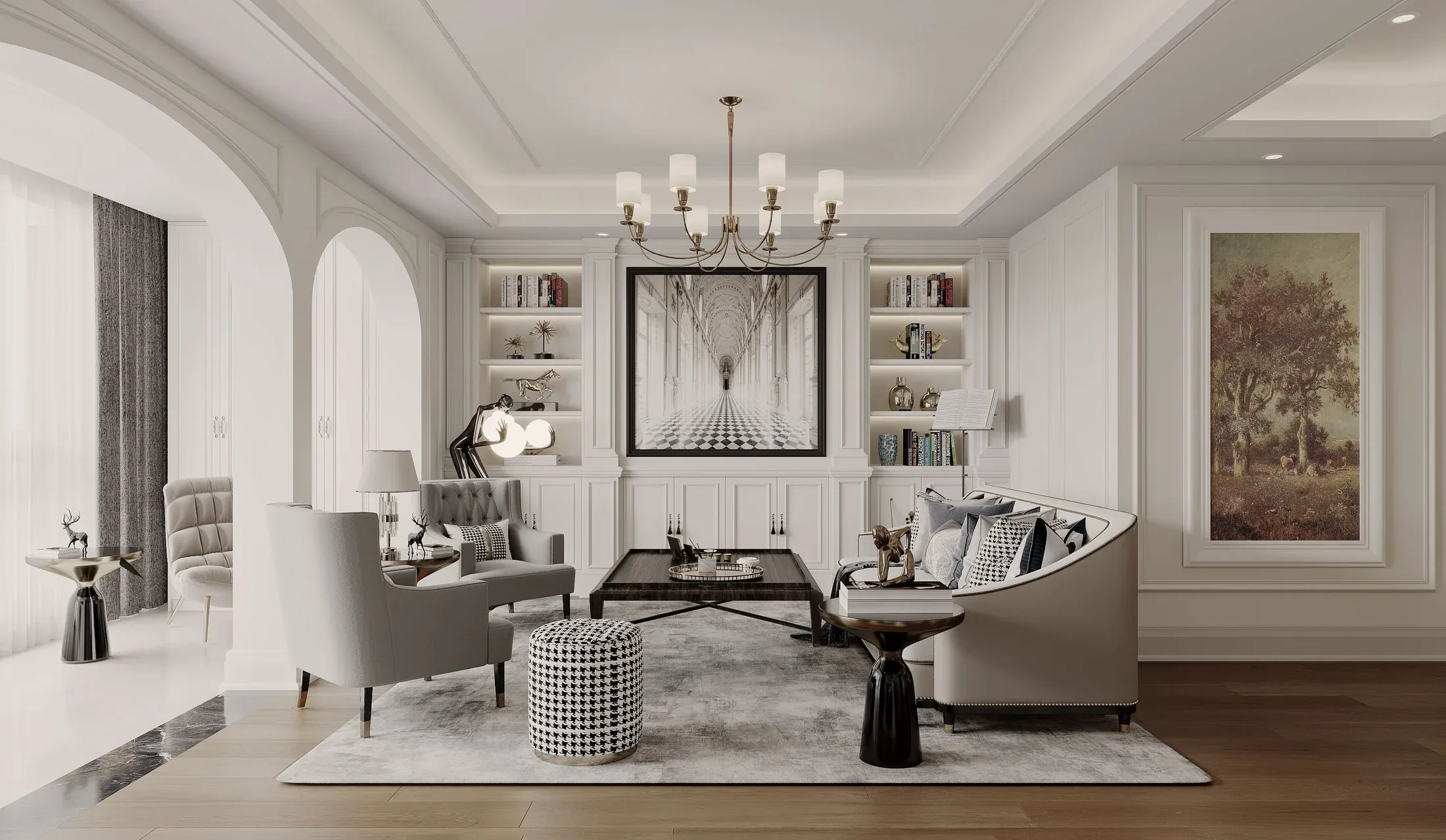 Warm American-Style Residence formal living room
