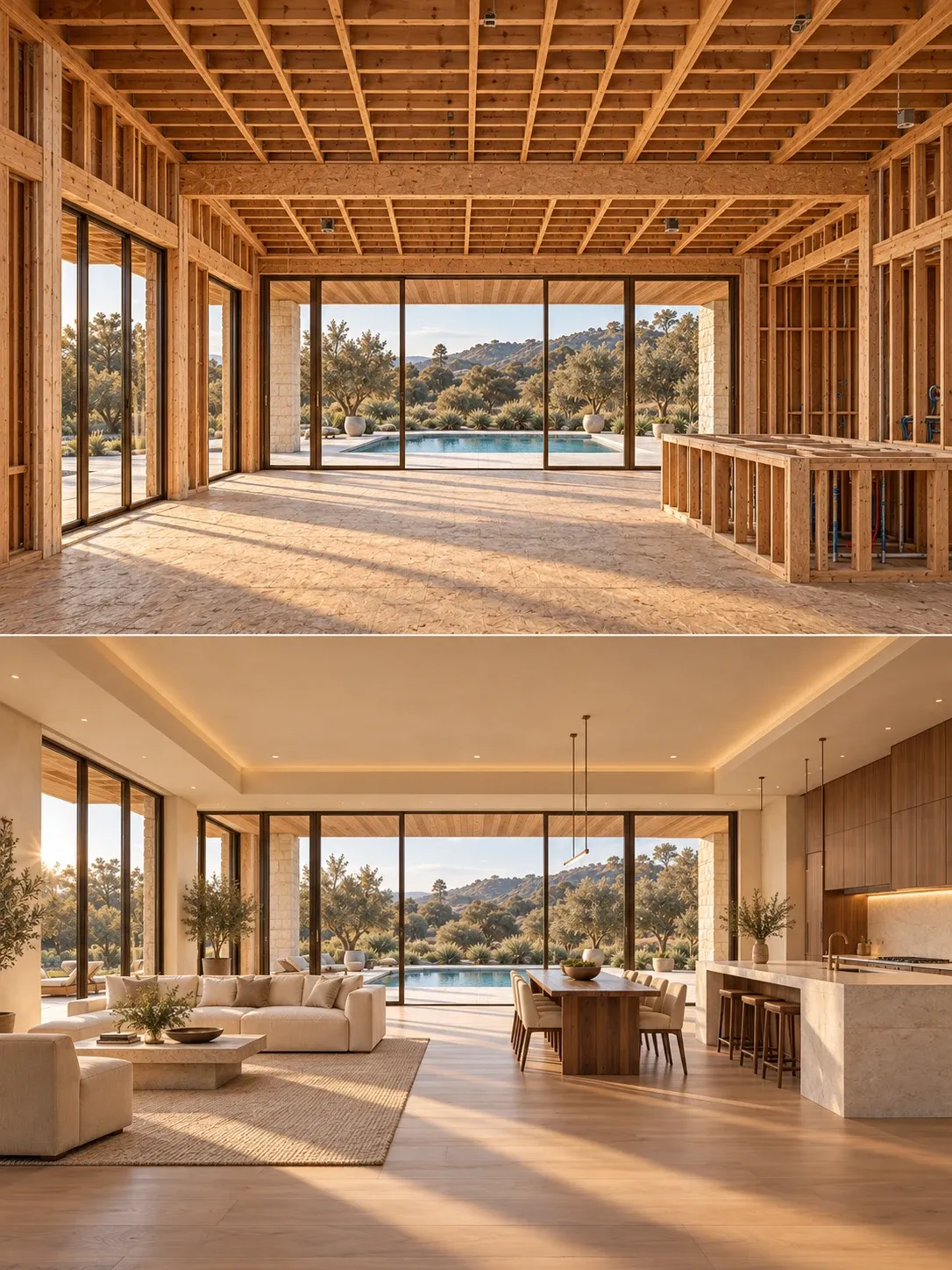 Living, Dining & Kitchen paired design concepts